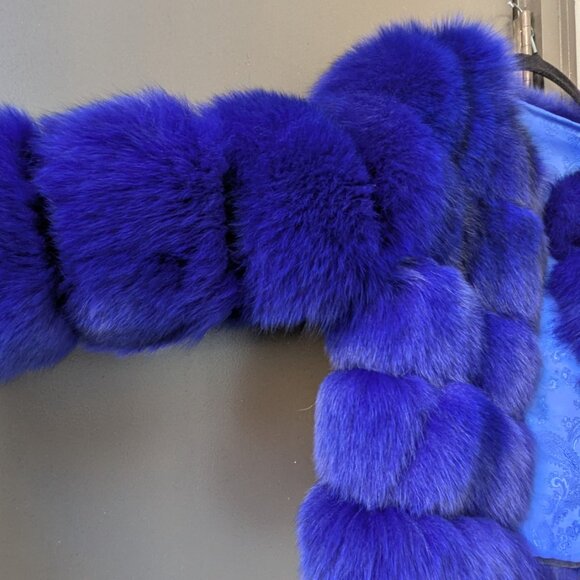Royal Blue Fox Fur Jacket - Picture 11 of 15